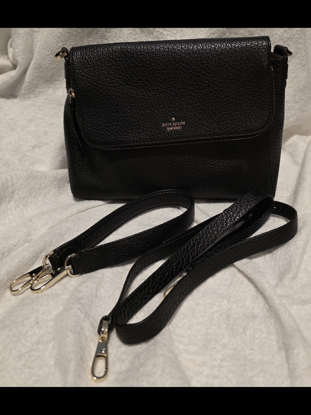 Kate spade Black Pebbled Leather Crossbody with Gold Hardware - No call outs